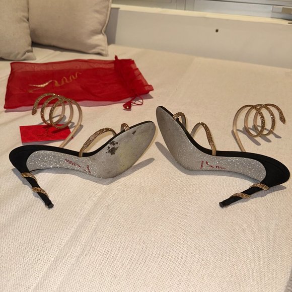 RENE CAOVILLA - MARGOT BLACK JEWEL SANDALS SNAKE - Picture 7 of 12